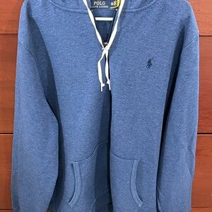 Men’s bluish gray full zip Ralph Lauren hoodie never worn size is xxl-tag $35